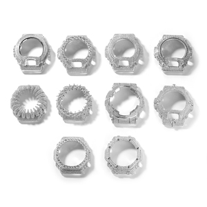 Boîtier de montre UWIN entièrement pavé de pierres, compatible GA2100, avec lunette octogonale personnalisée en moissanite, style Hip Hop Bling, accessoire de modification de montre - Product Image 3
