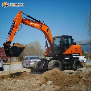 Mini-excavatrice sur pneus SHANDING, livraison gratuite, cabine, 8,5 tonnes, 9 tonnes, mini-excavatrice économique pour la remise en état des terres agricoles - Product Image 1