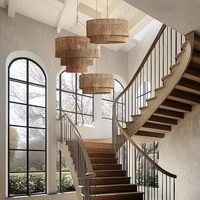 Lampe suspendue en corde de chanvre naturelle tressée, style bohème, faite à la main, pour salon, salle à manger, chambre d'hôtel, lustre