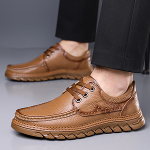 รองเท้าโลฟเฟอร์หนังแท้บุรุษ หนังวัวชั้นดี ระบายอากาศได้ดี ส้นเตี้ย ใส่ทำงานหรือลำลอง พื้นยาง ผลิตที่เวินโจว - Product Image 3