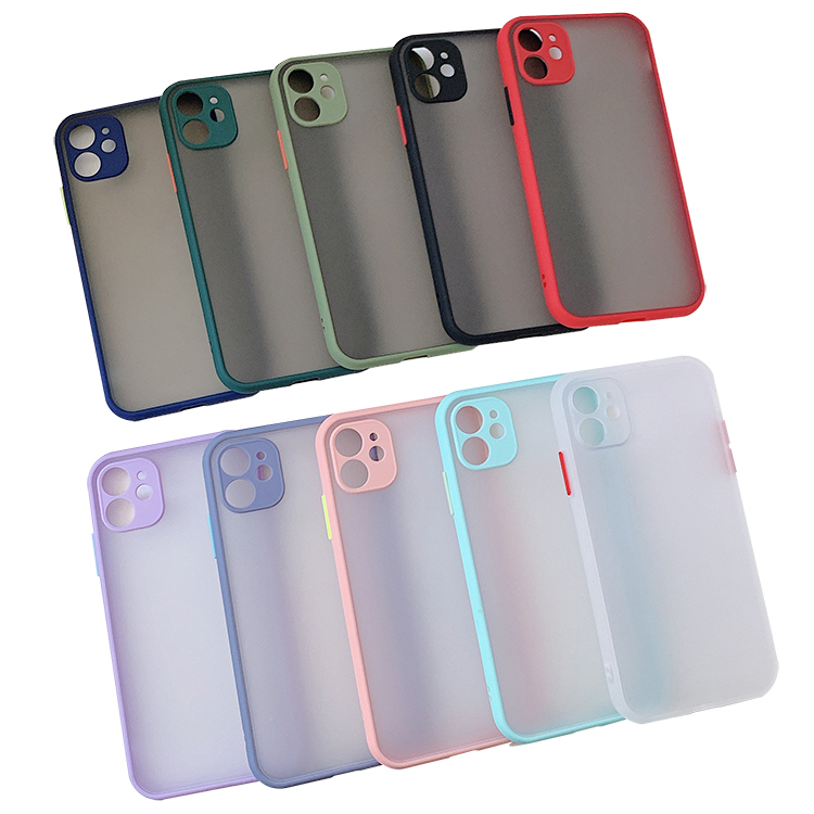 Casing ponsel iPhone 12 13 14 15 Pro Max, sarung ponsel Matte tahan guncangan dengan kulit Matte untuk iPhone 15 XS XR 11