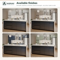 Meuble de cuisine sur mesure haute brillance, aménagement îlot de luxe, rangement par tiroirs, boîtes de rangement en contreplaqué et fourniture pour projets de villas