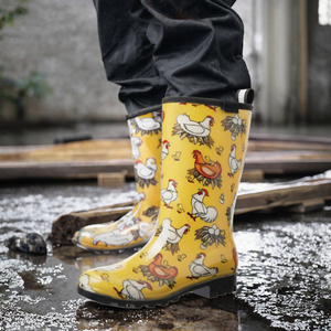 Bottes de pluie mi-mollet en PVC souple, imperméables et antidérapantes, camouflage été/hiver, pour jeunes hommes, chaussures de travail durables pour activités extérieures et chasse - Product Image 2