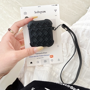 Étui simple en cuir PU à motif tissé pour Apple <span class=keywords><strong>Airpods</strong></span> 1 2 3 Pro 2, housse pour écouteurs sans fil, boîte de charge, sangle de poignet - Product Image 3