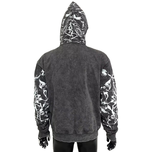 Sudadera con Capucha y Cremallera con Estampado DTG Personalizado, Felpa Gruesa de 420 Gsm, Algodón Puro, Lavado Ácido Desgastado, Estilo Vintage - Product Image 6