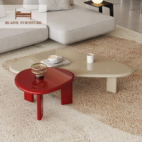 BLAINE Ensemble de table basse moderne de luxe écologique en laque acrylique avec plateau au design irrégulier, personnalisable et garantie de 3 ans