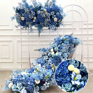 Fila larga de flores azules artificiales para mesa de boda, conferencia, sala de exposiciones, escaparate, accesible transfronterizo - Product Image 2