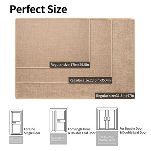 Paillasson rectangulaire en fibre de polyester avec semelle en caoutchouc, antidérapant, couleur unie, résistant aux taches, pour entrée de maison et couloir - Product Image 5