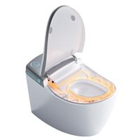Toilette intelligente de luxe pour yacht, design élégant, en céramique, à poser au sol, chasse d'eau entièrement automatique, capteur, abattant automatique, chauffage instantané, télécommande