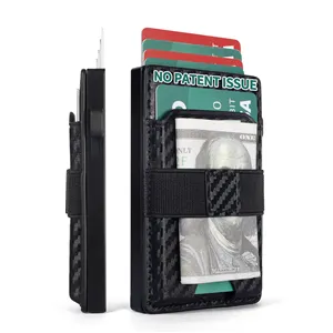Nouvelle tendance portefeuille minimaliste personnalisé en aluminium métal porte-cartes magnétiques hommes mince Rfid bloc Pop Up portefeuille pour cadeaux