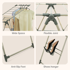 Stendibiancheria a Doppio Livello in Metallo Regolabile con Design Moderno <span class=keywords><strong>per</strong></span> Soggiorno e Balcone, Ideale <span class=keywords><strong>per</strong></span> Vestiti dei Bambini - Product Image 3