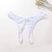 Culotte string taille basse noire en dentelle florale avec nœud avant pour femme, grande taille, lingerie sexy Tiger
