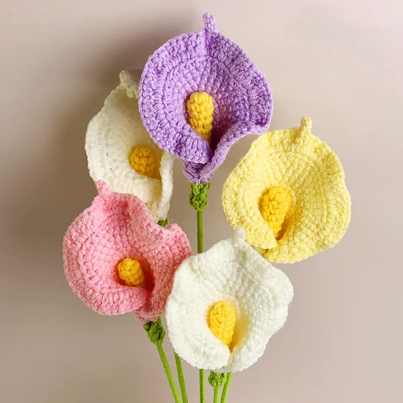 カラリリーかぎ針編みパターンかぎ針編みフラワーパターン永遠の花かぎ針編み造花ブーケ