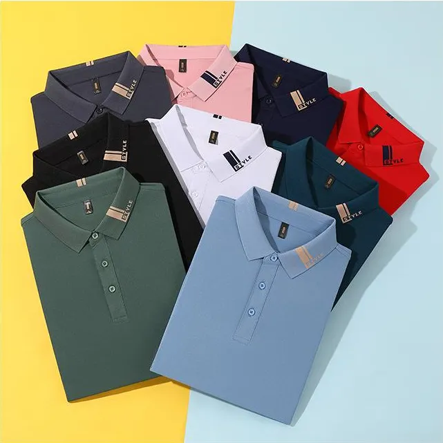 Atacado De Seda De Algodão Bordado Logotipo Camisas Polo Alta Qualidade Plain Golf Polo T-shirts Camisa Polo Personalizada