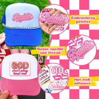 Patch Slogan Tendance Baddie Lettrage Brodé 3D en Tissu Sergé, Badge Rectangulaire Appliqué pour Décoration de Casquette Trucker, Vente en Gros