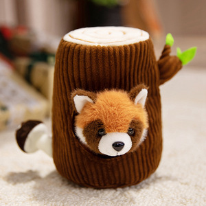 Tocón de árbol de peluche con Zorro, conejo, elefante, Animal relleno, decoración del hogar, regalo para niños, pequeño conejo suave con casa en el árbol - Product Image 4