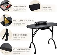 Table de manucure pliable, bureau pour technicien des ongles, poste de travail portable avec roulettes, grand tiroir, repose-poignet pour client, sac de transport