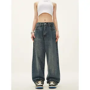 Clothing Manufacturers Vintage Vibe Unisex Custom Denim Wide Leg Pants Baggy Jeans Man Men's Jeans Men