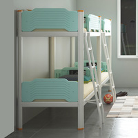 Lits superposés double étage pour dortoir d'usine, design moderne et simple, structure en fer, démontables, couleur et taille personnalisables, pour étudiants