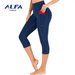 Alfa กางเกงโยคะเอวสูงสำหรับผู้หญิง,กางเกงสามส่วนกางเกงสามส่วนกางเกงเลกกิ้งเล่นโยคะแบบสั่งตัดสำหรับฤดูร้อน