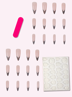 24 faux ongles longs et pointus, couvrant entièrement l'ongle, double french, imprimé léopard, ABS, pré-conçus, vente en gros