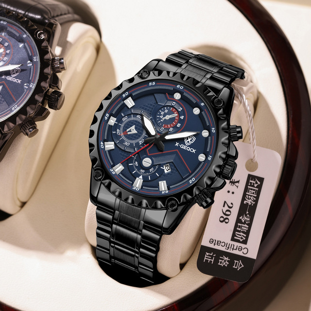 X-GEQCK  Quartz Watch for Men for Swiss Brand Fashionable Waterproof Stainless Steel   Hot Sale Wholesale