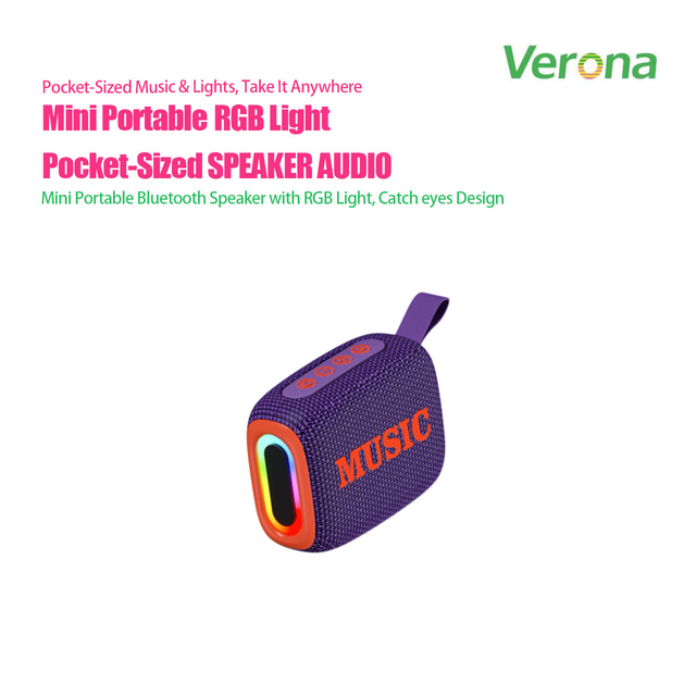 Mini Portable Wireless Speaker RGB LED Light Fabric Design 5-10W Output Power Battery Included Built-in Microphone No Remote