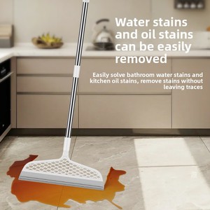 Escoba y escobilla de silicona 2 en 1 – Herramienta de limpieza para el hogar, limpiador de cristales para alturas, fregona para suelos, barredora de agua para baño – Telescópica - Product Image 3