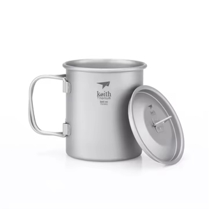 Taza de Picnic portátil para acampar al aire libre personalizada taza de titanio 300Ml taza de agua ultraligera con mango plegable - Product Image 3