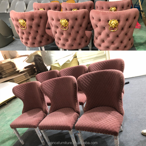Modern Luxury Dining <strong>Chairs</strong> Stainless Steel Leg with Button Tufted Velvet Lion <strong>Knocker</strong> <strong>Back</strong> Kitchen <strong>Chair</strong> of Home Furniture - Product Image 4