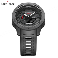 NORTH EDGE Mars 3 Orologio Sportivo Elegante in Acciaio Inox e Pelle con Vetro Luminoso, Design a Moneta Antica, Pedometro, Leggero