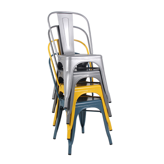 2023 Commercial Industrial Vintage Powder Coating Coffee Shop Bistro Restaurant Metal Dining Stackable Tolixs Chair