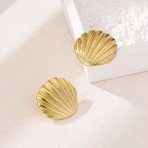 Pendientes de Aro con Diseño de Océano, Personalizados, de Alta Gama, con Diamantes, Simples, Elegantes, Versátiles, Geométricos, Modernos, para Vacaciones, de Aleación Dorada - Product Image 3