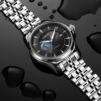 Montre mécanique automatique Cirni pour homme, boîtier en acier inoxydable, saphir synthétique, boucle papillon, analogique, indication 24 heures, OD/OEM