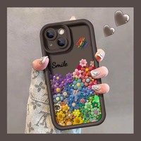 Coque de téléphone personnalisable en TPU antichoc et étanche, style Ins, pour 13 14 15 16 17 Pro Max, motif floral coloré, vente en gros