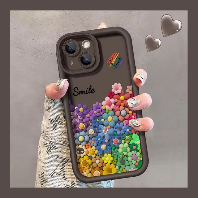 Wholesale Customizable TPU Shockproof Waterproof Ins Style Phone Case for 13 14 15 16 17 Pro Max Colorful Floral Pattern