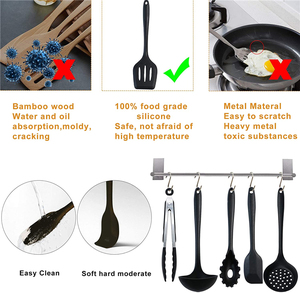 De Qualité alimentaire Non-Toxique Silicone Résistant À La Chaleur Noir Gris 16 PCS Accueil Cuisine Gadgets Outils Accessoires Ustensiles Ensemble - Product Image 4