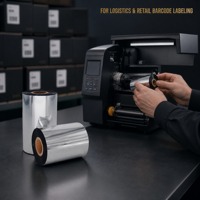 Pita Barcode Thermal NEBR 24mm Berkualitas Tinggi Laris Manis, Resin Hitam Harga Terjangkau 50mm*300m untuk Printer Label