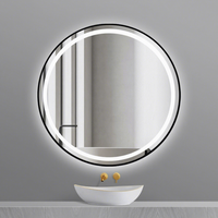 Miroir de salle de bain rond moderne avec cadre en alliage d'aluminium, LED lumineux, intelligent, de luxe, avec fonction anti-buée