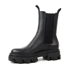 2024 Новые осенне-зимние ботинки с толстой подошвой и толстым каблуком, Женские Британские сапоги из кожи дымохода - Product Image 4