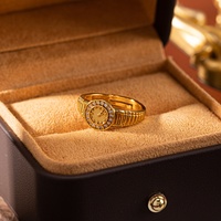 Bague unisexe en forme de montre Art Déco couleur or sable, bijou de mode pour le quotidien et les fêtes (1 pièce)