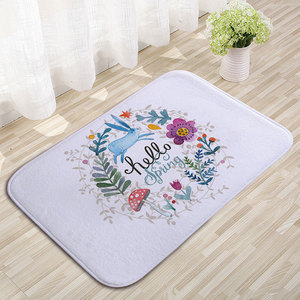 Paillasson rectangulaire en flanelle imprimé lapin de Pâques, tapis antidérapant pour entrée, salle de bain, chambre à coucher - Product Image 4
