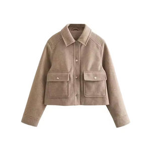 Veste Blouson Femme Automne Hiver Écologique Manches Longues Col Revers Fermeture Boutons Séchage Rapide Coupe Ample Poches OEM - Product Image 1