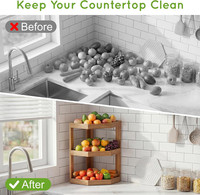 Estante Ahorrador de Espacio para Patatas y Cebollas, Cesta de Madera de 3 Niveles para Frutas y Verduras, Organizador para Encimera de Cocina