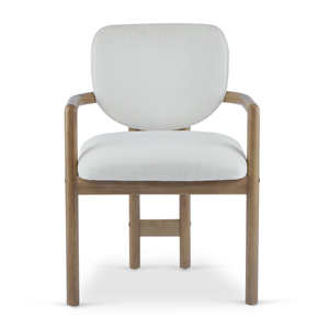 Modern Convertible Dining Chairs <b>Set</b> of 2 <b>White</b> Fabric Upholstered Armchairs with Rubber Wood Legs for Apartment Use - Product Image 4