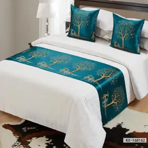 Ensemble de literie personnalisé hôtel deluxe empereur taille ruban drap de lit fin de lit serviette taie d'oreiller