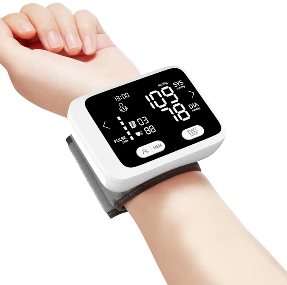 Misuratore di pressione sanguigna digitale da polso Monitor di pressione Tensiometro De Muneca Tensiometre Au Poignet Medidorblood Meter