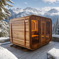 Sauna extérieur en cèdre rouge canadien EnjoySaunas pour 4 personnes, chauffage électrique 6KW, verre panoramique pour jardin, certifié CE