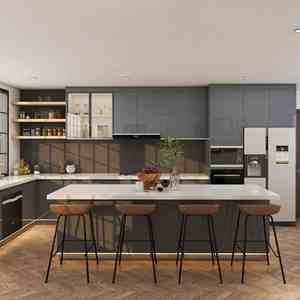 Conception gratuite, armoire de cuisine personnalisée 24 heures sur 24 avec tiroir à fermeture douce, armoire de cuisine de luxe, îlot de rangement, meubles de cuisine - Product Image 1