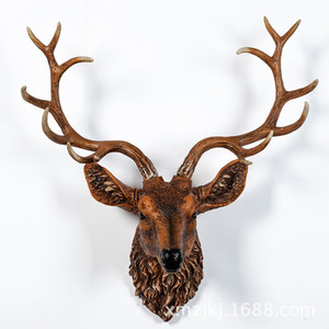 Statuette <span class=keywords><strong>de</strong></span> tête <span class=keywords><strong>de</strong></span> <span class=keywords><strong>cerf</strong></span> en résine, artisanat personnalisé, modèle vintage, décoration <span class=keywords><strong>de</strong></span> maison, statue murale suspendue, vente en gros - Product Image 1